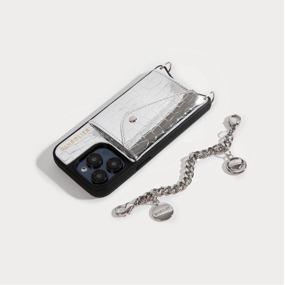BANDOLIER - Kelsey Phone Case with Bracelet Silver/Croc Iphone 14 ProMax